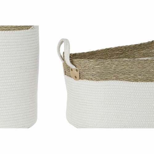 Basket set DKD Home Decor White Brown Natural Fibre 41 x 41 x 52,5 cm