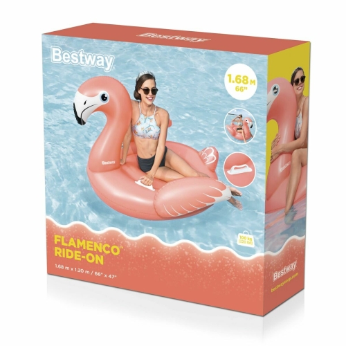 Bestway Inflatable Flamingo with Handles 168x120 cm +3 Years Beach Pool 41526