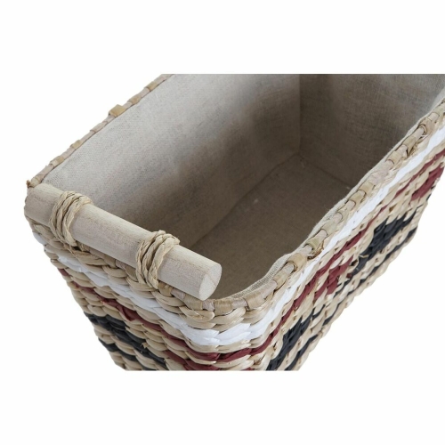 Basket set DKD Home Decor White Black Maroon Natural Natural Fibre 39 x 27 x 24 cm 3 Pieces