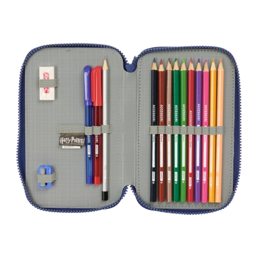 Double Pencil Case Harry Potter Captain Navy Blue 12.5 x 19.5 x 4 cm Double Pencil Case 29 Pieces