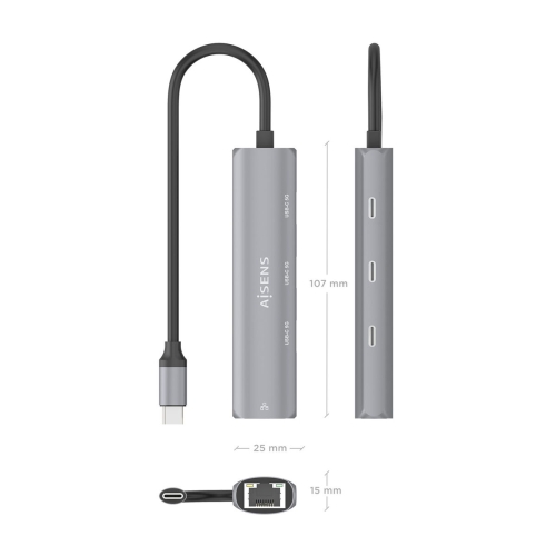 USB Hub Aisens ASUC-4P041-GR Grey