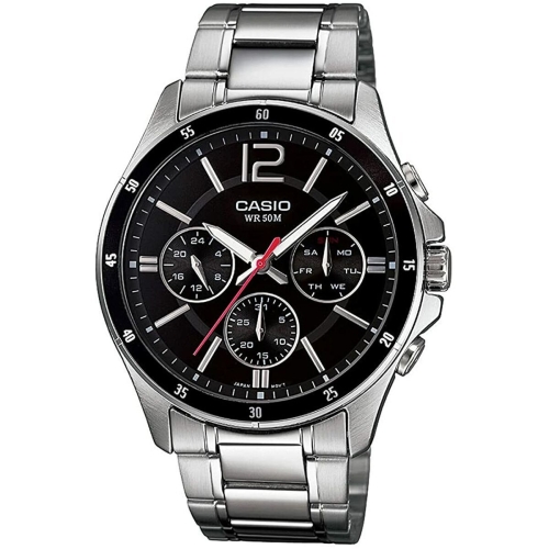 Men's Watch Casio MTP1374D1AVDF Black Silver (Ø 35 mm) (Ø 47 mm)