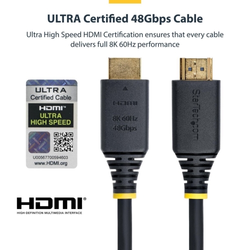 HDMI Cable Startech HDMI21-CBL-8K60-50CM Black