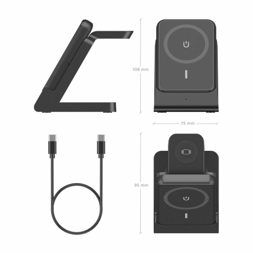 Cordless Charger Aisens USB-C 4IN1 15WACCS Black 15 W 50 W