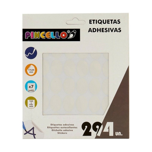 Adhesive labels Pincello White 17 x 4 x 19 cm 17 x 24 mm Oval (12 Units)