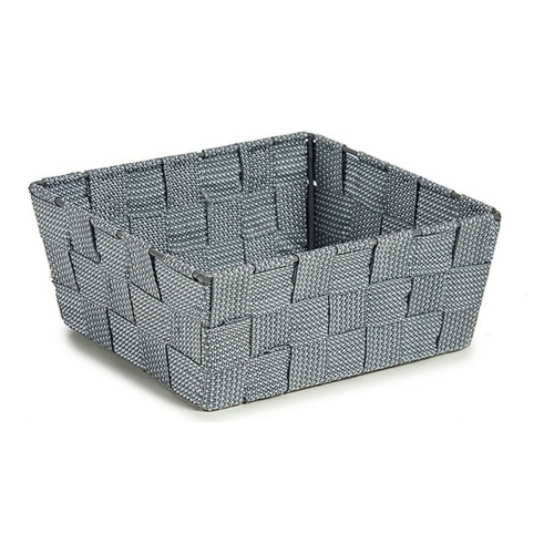 Basket Kipit Grey Polyester Cloth Braiding 18 x 8 x 21 cm 21 x 8 x 18 cm