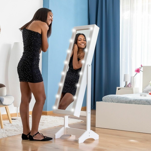 Standing Jewellery Mirror with LED Lights InnovaGoods White Wood Plastic (Refurbished A)