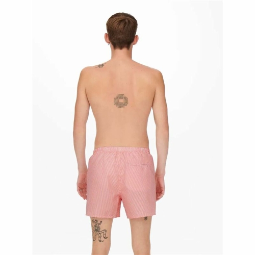 Men’s Bathing Costume Only & Sons Onsted Stripe Seersucker Pink