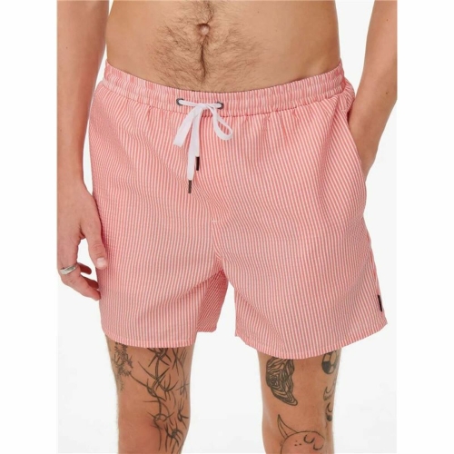 Men’s Bathing Costume Only & Sons Onsted Stripe Seersucker Pink