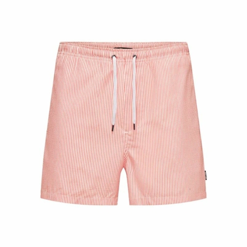Men’s Bathing Costume Only & Sons Onsted Stripe Seersucker Pink