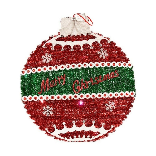 Christmas Bauble Krist+ White Red Silver polypropylene PET Plastic LED Light