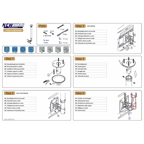 TV Mount Neomounts FPMA-C100SILVER 10" 30" 12 kg