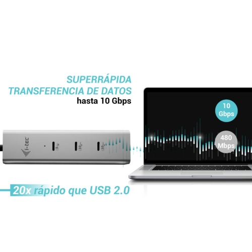 USB Hub i-Tec C31HUBMETAL8KPDPRO Silver