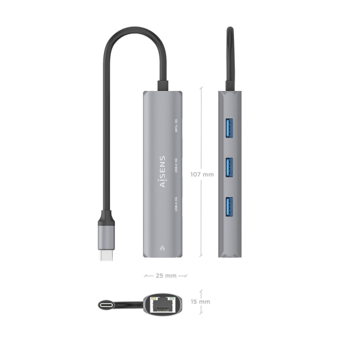 USB Hub Aisens ASUC-4P040-GR Grey