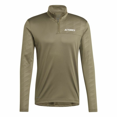 Men’s Sweatshirt without Hood Adidas Mt Half Zi Ls Brown