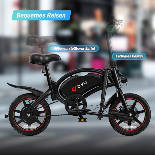 Electric Bike DYU DYU-D3S-001 Black 250 W 10 Ah 14"