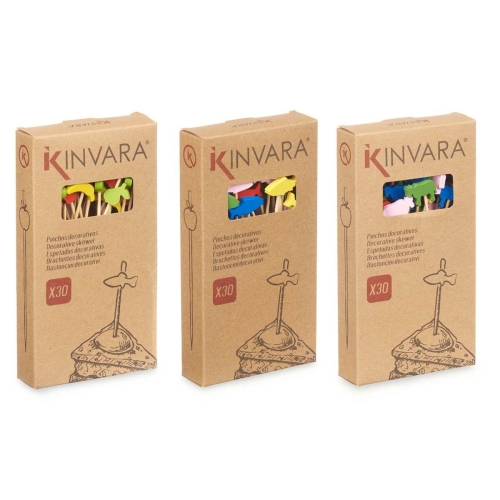 Barbecue Skewer Set Kinvara Bamboo Skewer Decorated (24 Units)