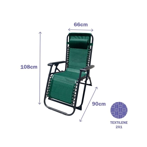 Folding Chair Marbueno Green 90 x 108 x 66 cm