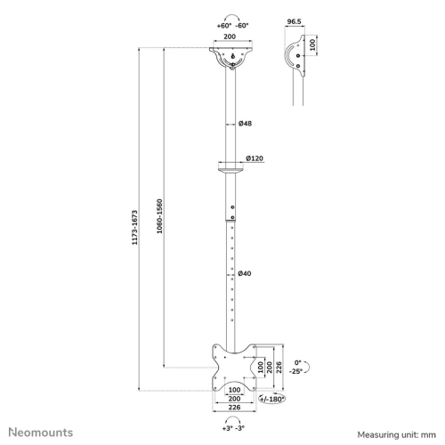 Screen Table Support Neomounts CL35-340BL12 50 kg 23"-42"