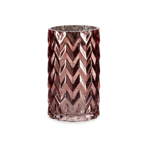 Vase Gift Decor Pink Crystal Ear (of wheat) Engraving 11,3 x 19,5 x 11,3 cm (6 Units)