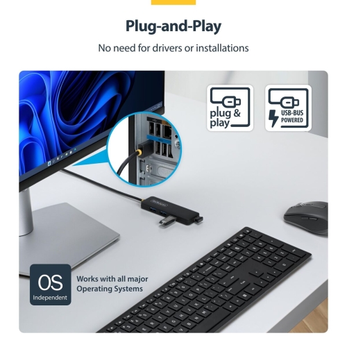 USB Hub Startech H5A4A-USB-HUB-2 Black