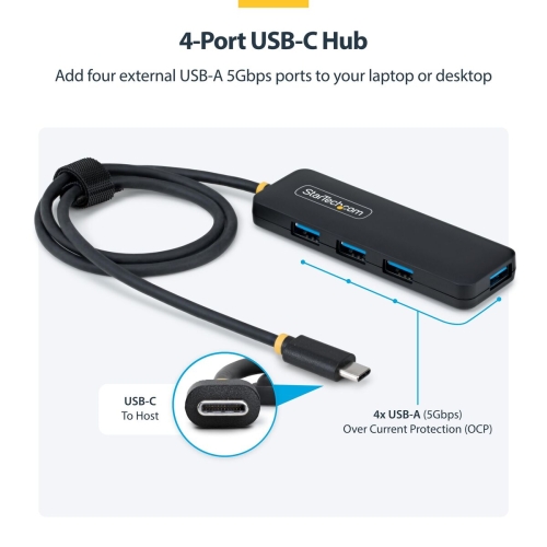 USB Hub Startech H5C4A-USB-HUB-2 Black