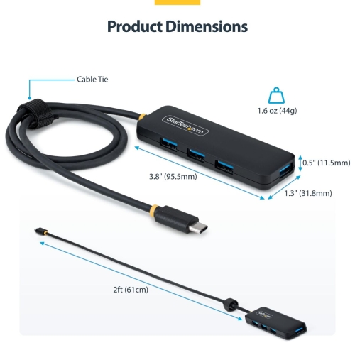 USB Hub Startech H5C4A-USB-HUB-2 Black
