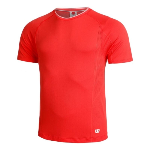 Men’s Short Sleeve T-Shirt Wilson Wilson Team Seamless Crew Red Padel