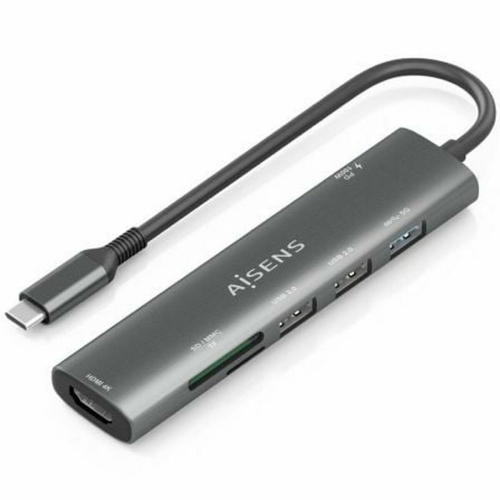 USB Hub Aisens 7 EN 1 Grey 100 W