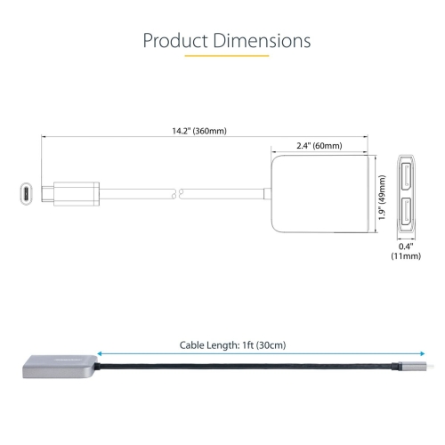 Adaptor Startech MST14CD122DP Grey