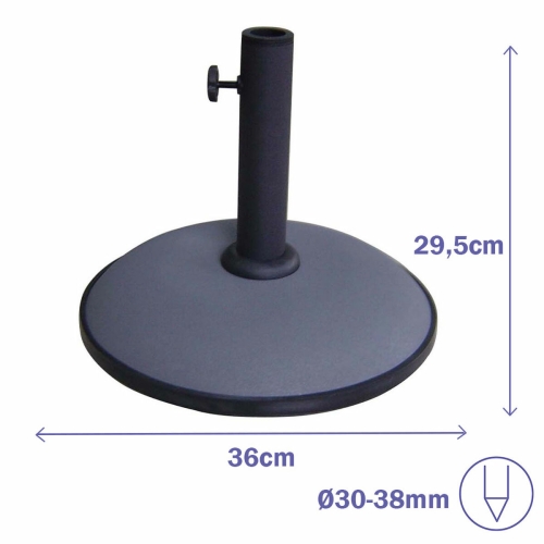 Marbueno Round Umbrella Base Cement 36x29.5 cm 11KG Grey Garden, Pool, Terrace 10442