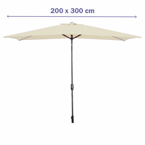 Marbueno Parasol Acero 8 Varillas 200x300 cm Poliéster Beige Jardín, Piscina 10493