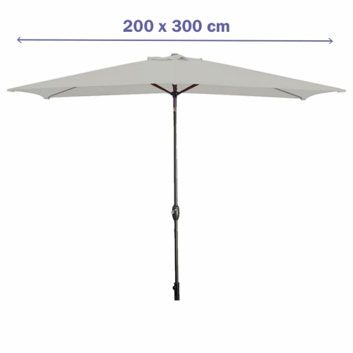 Marbueno Parasol Acero 8 Varillas 200x300 cm Poliéster Blanco Jardín Terraza 10494