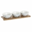 Appetizer Set DKD Home Decor White Navy Blue Porcelain Acacia Plastic Oriental 4 Pieces 30 x 9,5 x 1,3 cm image1