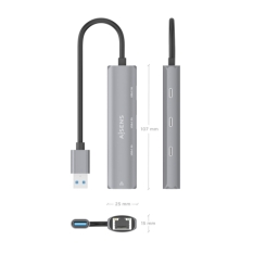 USB Hub Aisens ASUC-4P037-GR Grey