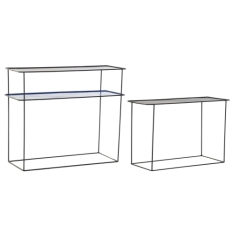 Set of furniture DKD Home Decor Blue Black 70 x 27 x 45 cm 40 x 27 x 45 cm 80 x 27 x 65 cm 80 x 27,5 x 65 cm