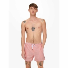 Men’s Bathing Costume Only & Sons Onsted Stripe Seersucker Pink