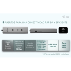 USB Hub i-Tec C31HUBMETAL8KPDPRO Silver