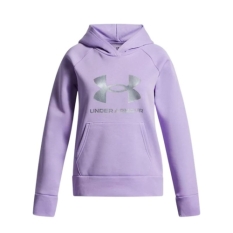 Hooded Sweatshirt for Girls Under Armour Rival Flc Shimmer Hdy Lavendar