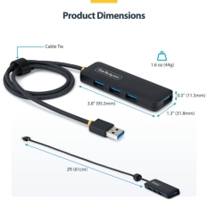 USB Hub Startech H5A4A-USB-HUB-2 Black