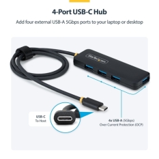 USB Hub Startech H5C4A-USB-HUB-2 Black