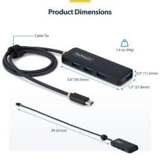 USB Hub Startech H5C4A-USB-HUB-2 Black