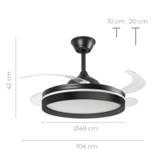 Ceiling Fan with LED Light, 4 Retractable Blades and Remote Control InnovaGoods