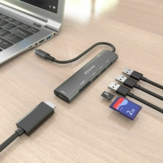 USB Hub Aisens 7 EN 1 Grey 100 W