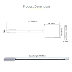 Adaptor Startech MST14CD122DP Grey