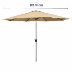 Marbueno Parasol Acero 8 Varillas 270 cm Poliéster Marrón Jardín Piscina 10482