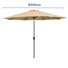 Marbueno Parasol Acero 8 Varillas D300 cm Poliéster Marrón Jardín, Piscina, Terraza