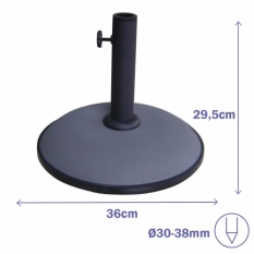 Marbueno Round Umbrella Base Cement 36x29.5 cm 11KG Grey Garden, Pool, Terrace 10442