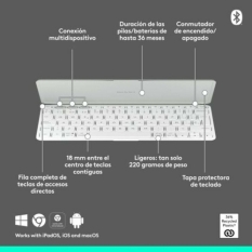 Keyboard Logitech 920-012974 White Grey QWERTY